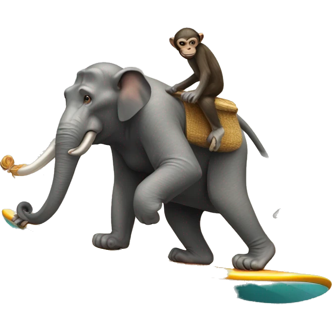 monkey surfing with an elephant  emoji