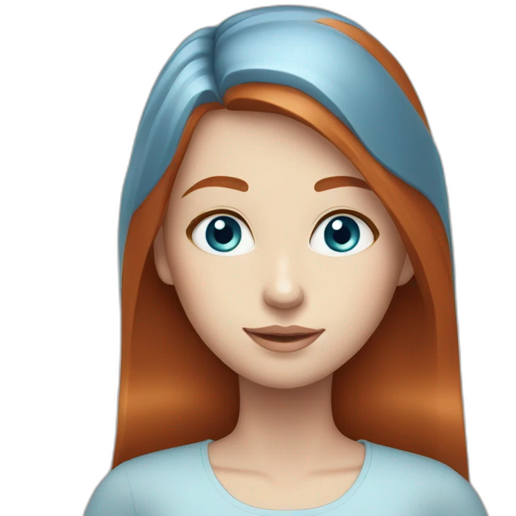 Redhead Girl long straight with pale blue eyes emoji