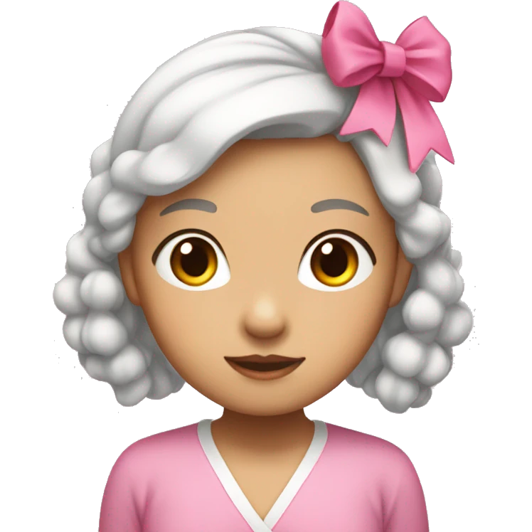 asian girl with pink bow in her hair emoji