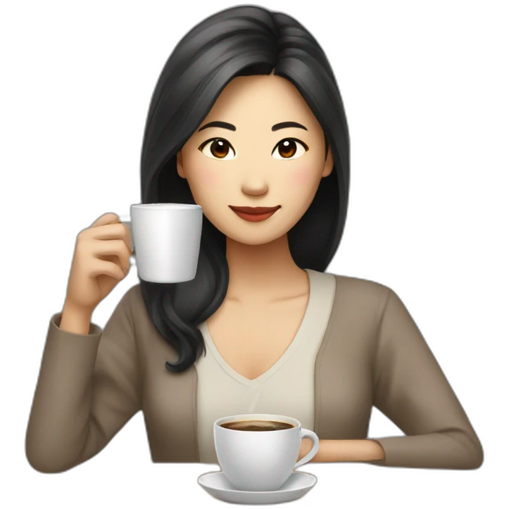 Asian lady drink coffee emoji