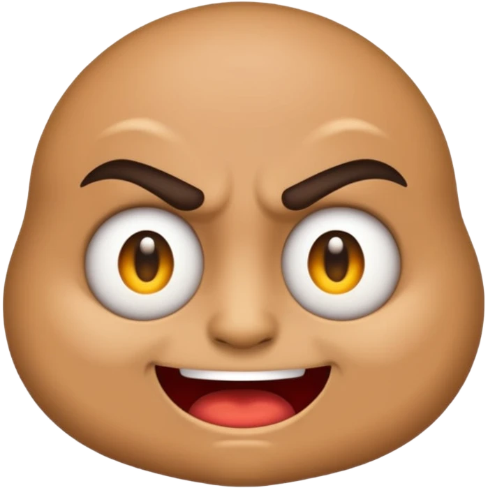 A simple emoji that is half angry and half kind and happy. emoji