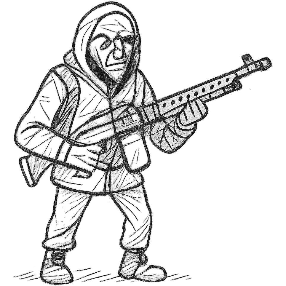 old skinny tough charismatic character from STALKER with a big machine gun emoji