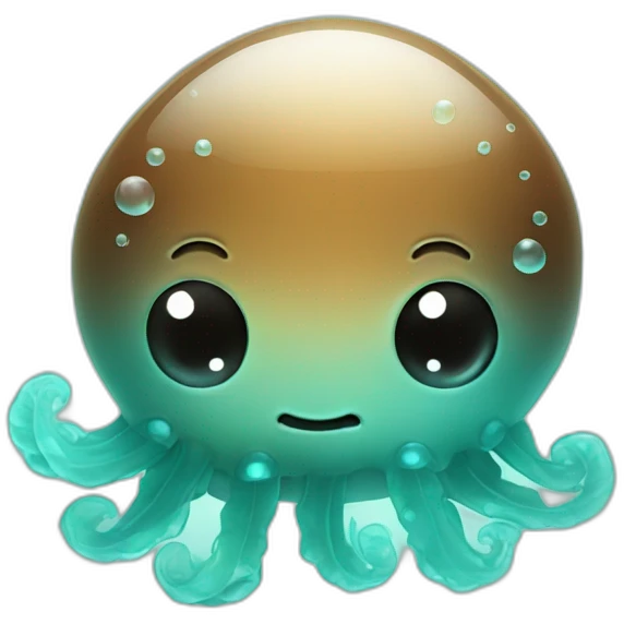 2 baby jellyfish cute brown and turquoise  emoji