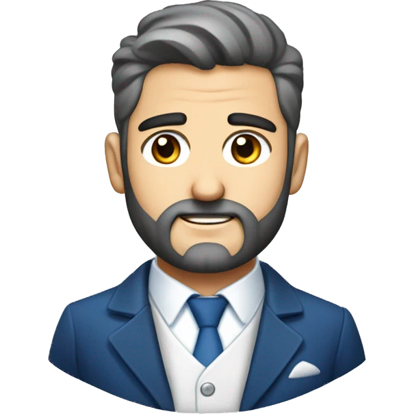 Hombre vestido de vestiduras blancas barba y cabellos rubios ojos azules emoji