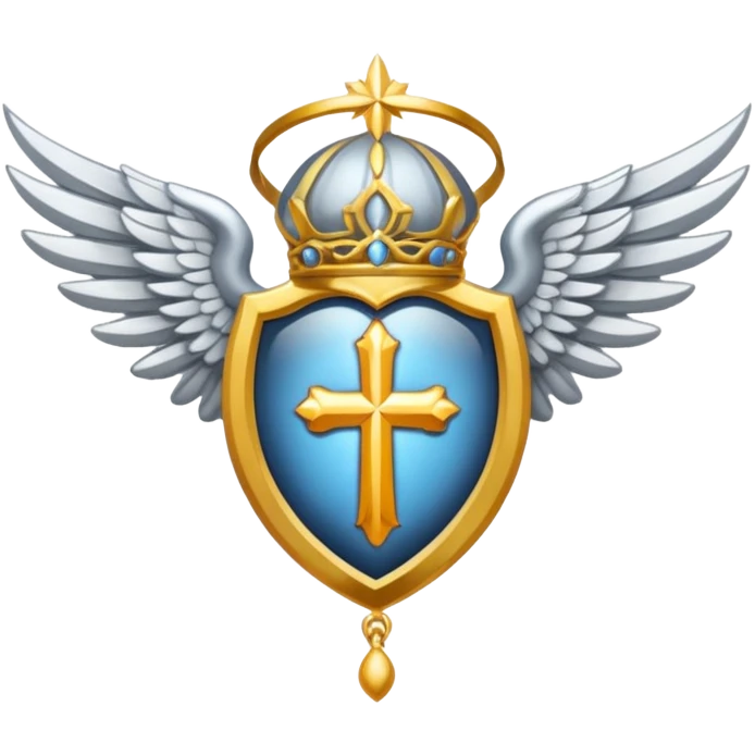 Holy Saint  Emblem with Silver wings emoji