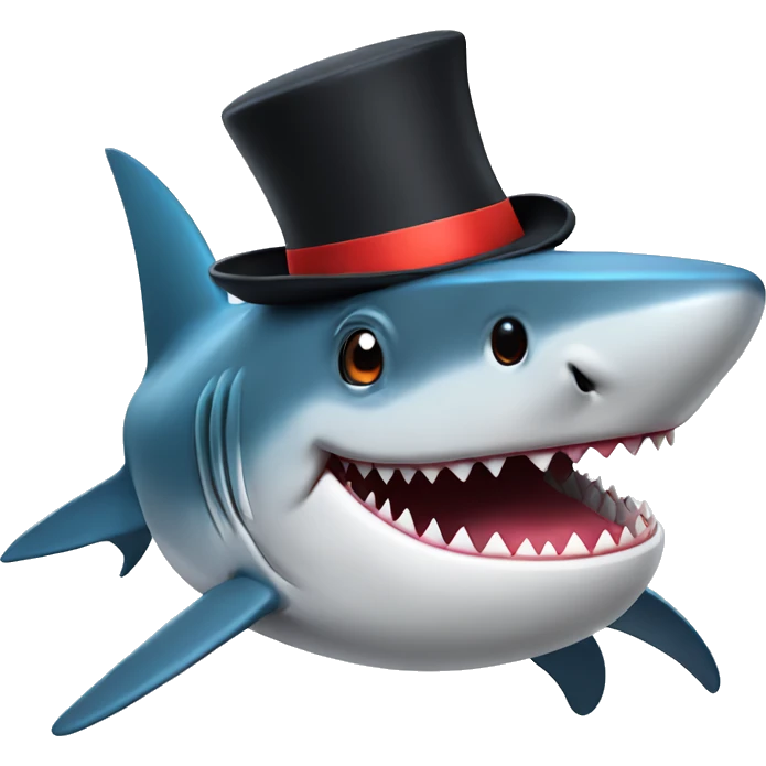 Shark with a top hat emoji