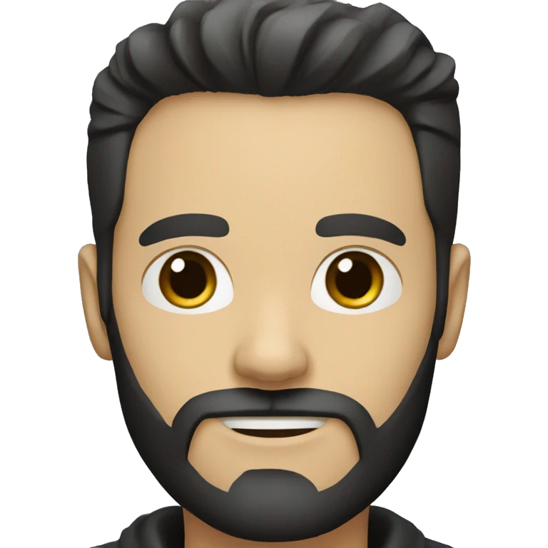 a white man with a black beard and a fashionable dark brown hairstyle is intrigued emoji
