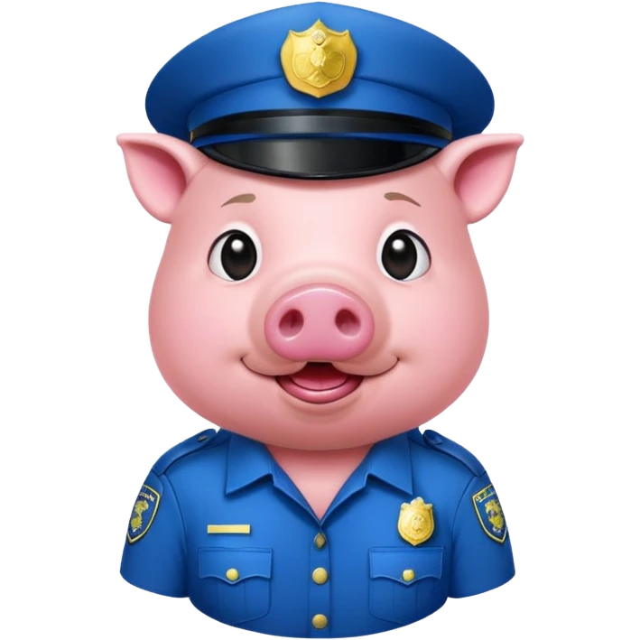 a pig, upright, in a police officer uniform, drooling and looking to the bottom left emoji
