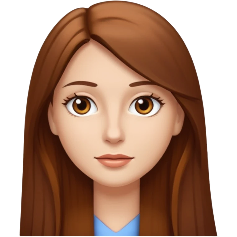 Uma mulher branca, olhos castanhos, cabelo castanho, longo e liso  emoji