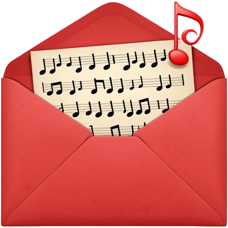 softer red closed envelope with a musical notes pattern emoji