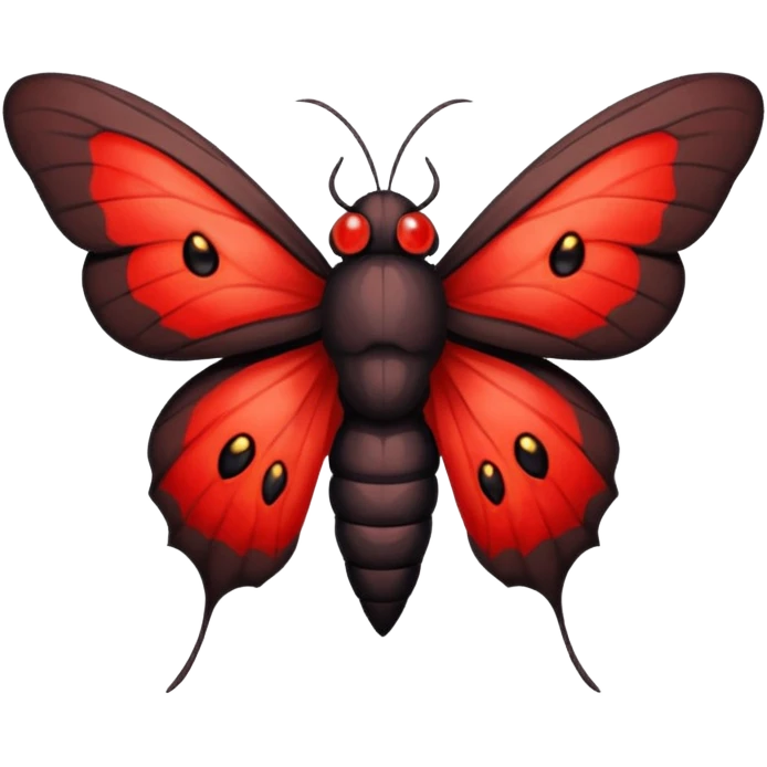 A sexy black and red moth with glowing red eyes with a manly human like body emoji