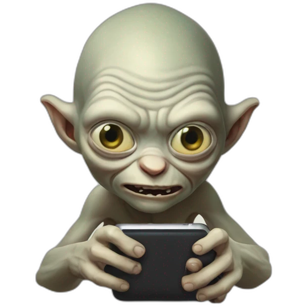 Gollum with a smartphone instead of a ring emoji