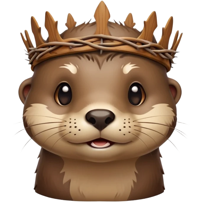 cute confused otter face with wood asymmetric Crown of thorns emoji