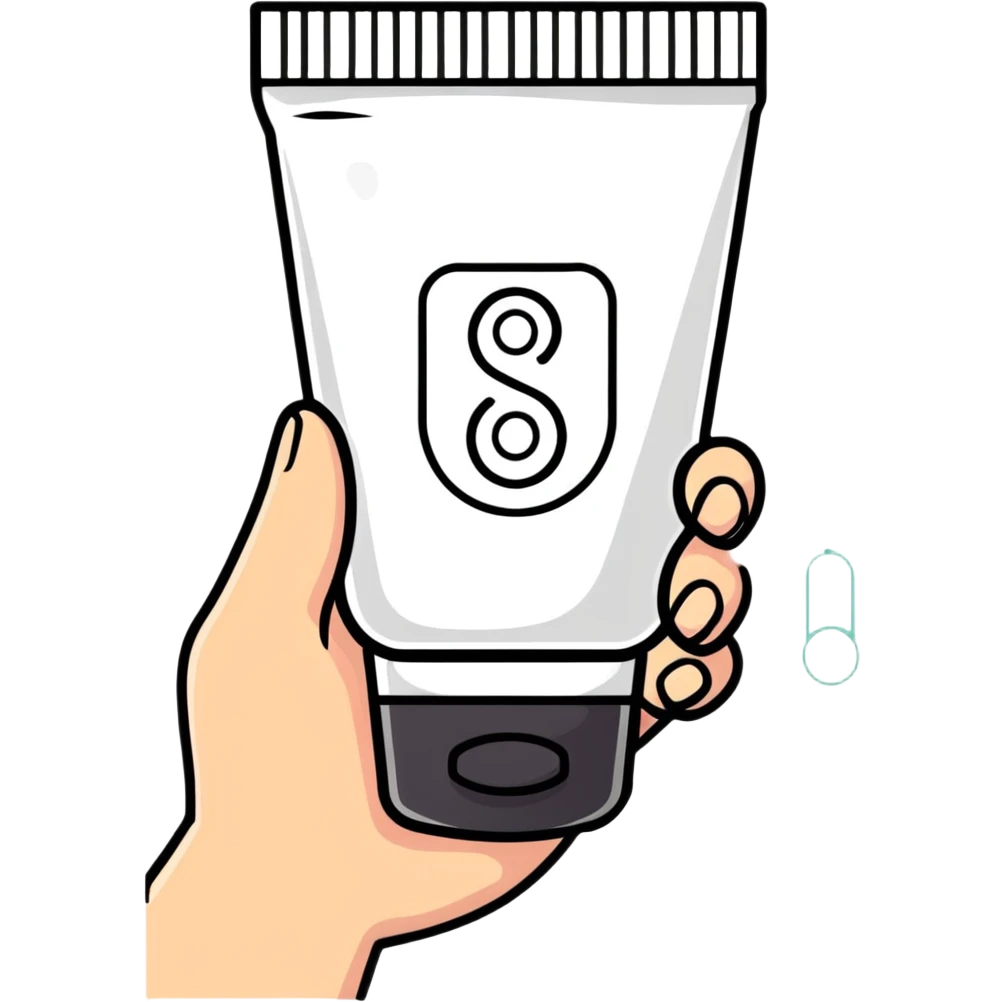 hand holding a beauty cream tube with a measurement mark emoji