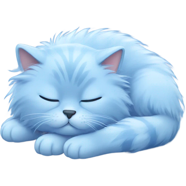 Fluffy blue cat sleeping emoji
