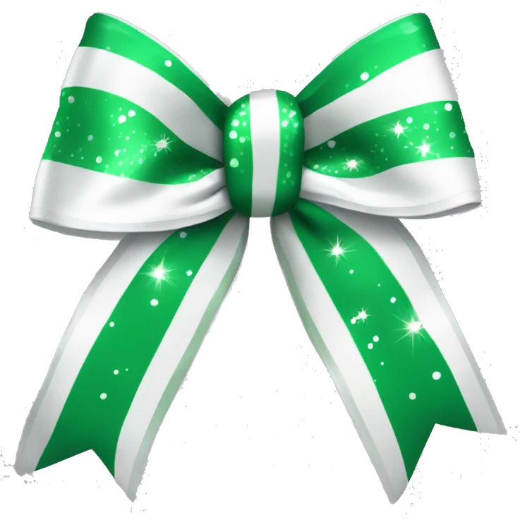green and white cheer bow with sparkles  emoji