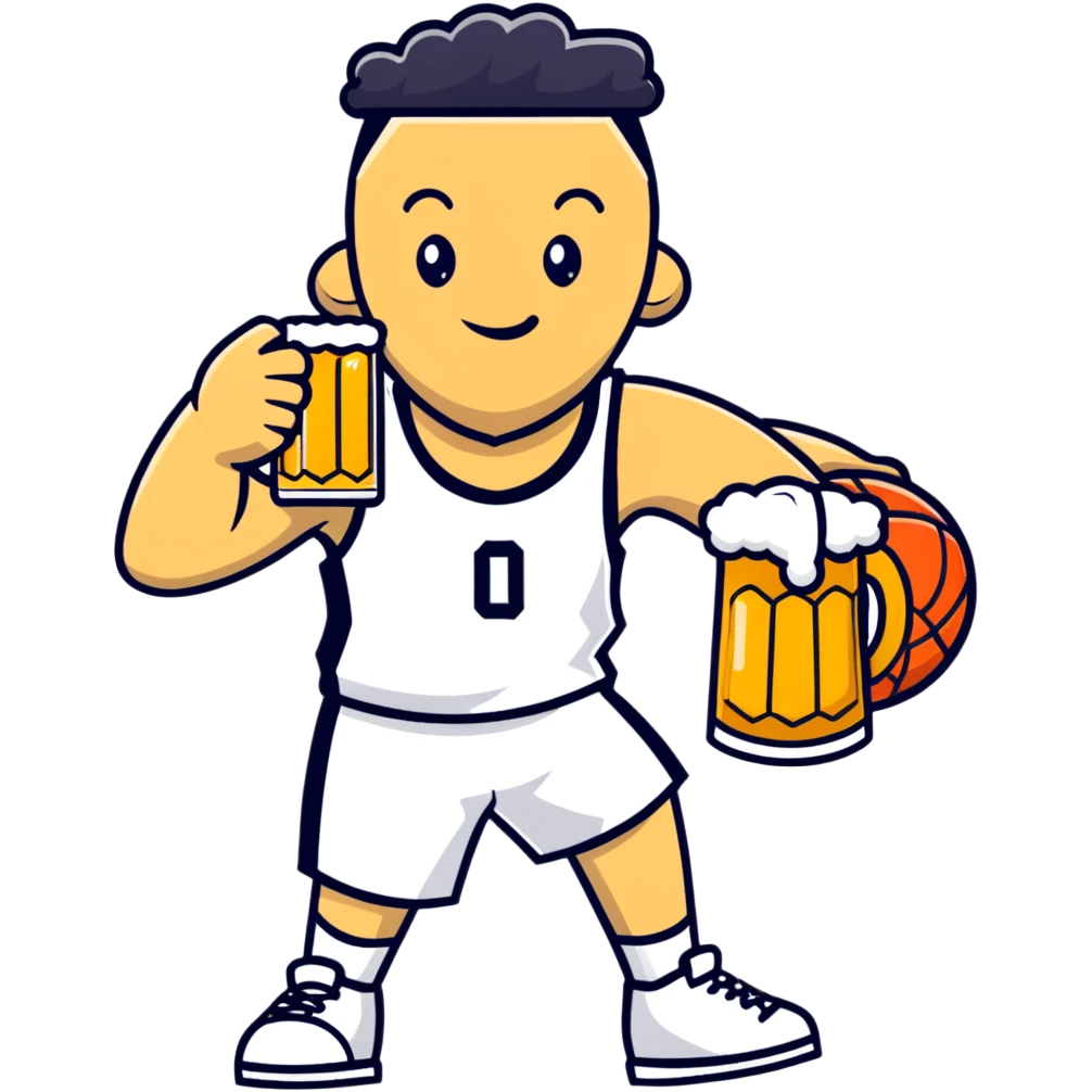 Lanky basketball player with a beer emoji