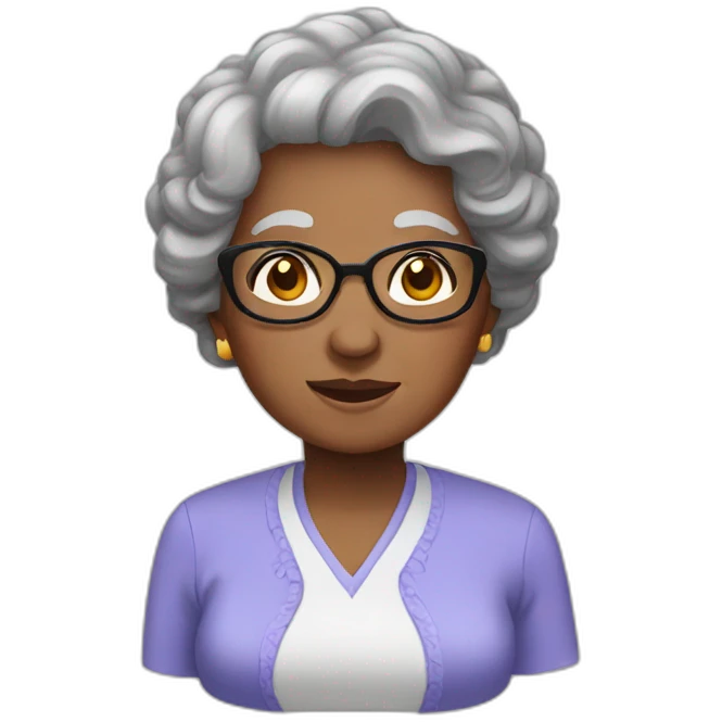 black hair, grandma emoji