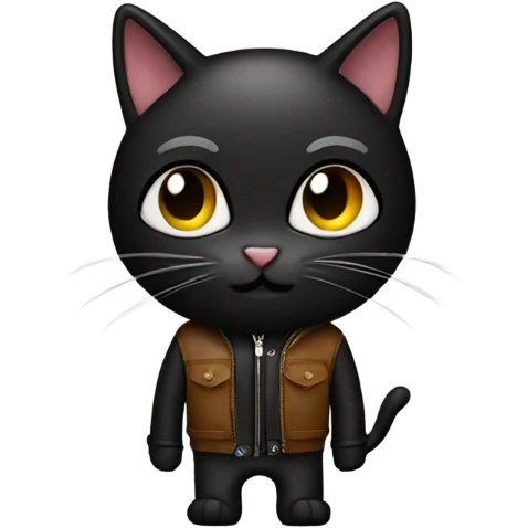 black skinny cat leather jacket emoji