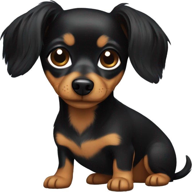 Black chiweenie with long hair emoji