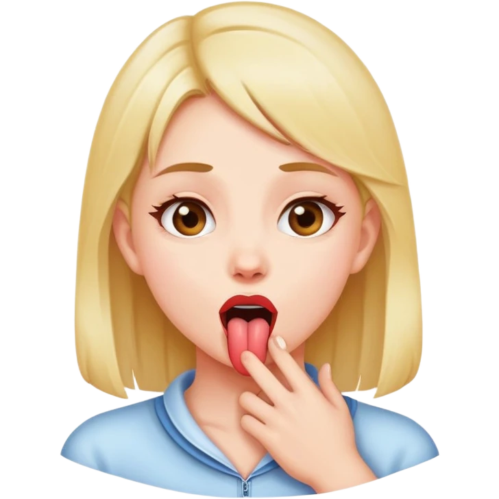 Girl grabby her neck with her tongue out emoji