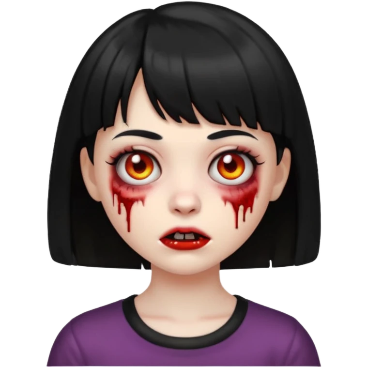 zombie emoji girl with short bangs and black hair emoji