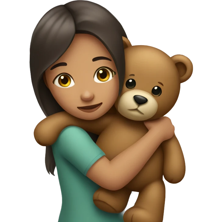 girl hugging a teddy bear emoji