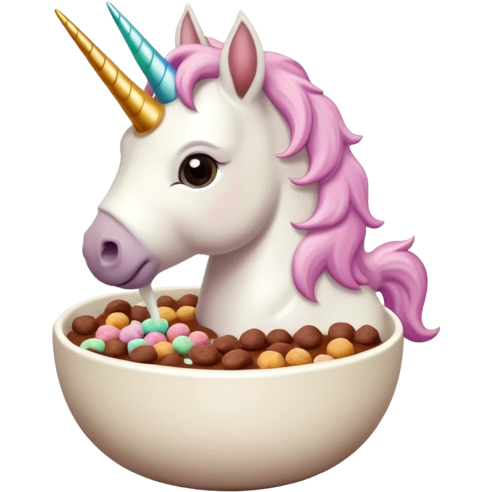 unicorn drinking Cocoa Puff cereal emoji