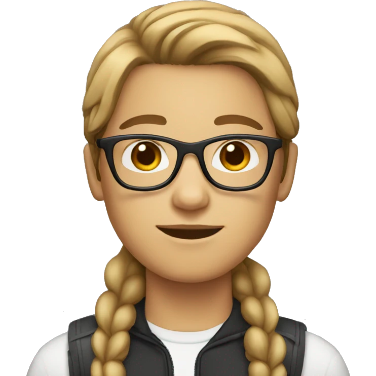white teen with brown middle part hair and glasses emoji