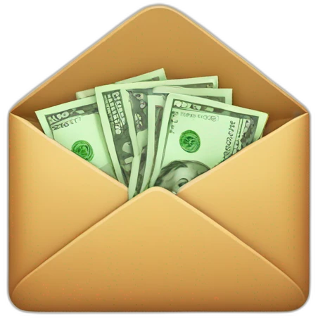 mail app icon with dollar notes emoji