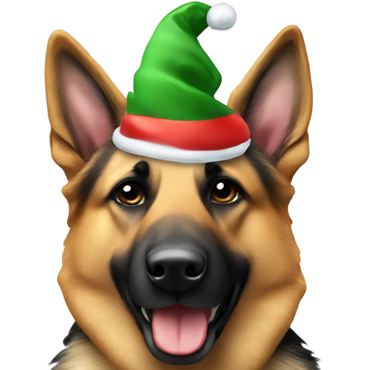 german shepherd with christmas hat emoji