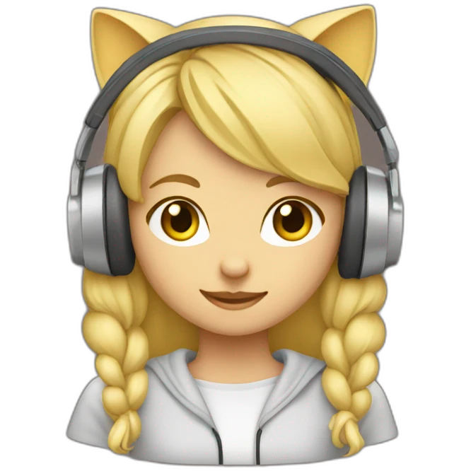she blond developer has headphones with catty ears emoji