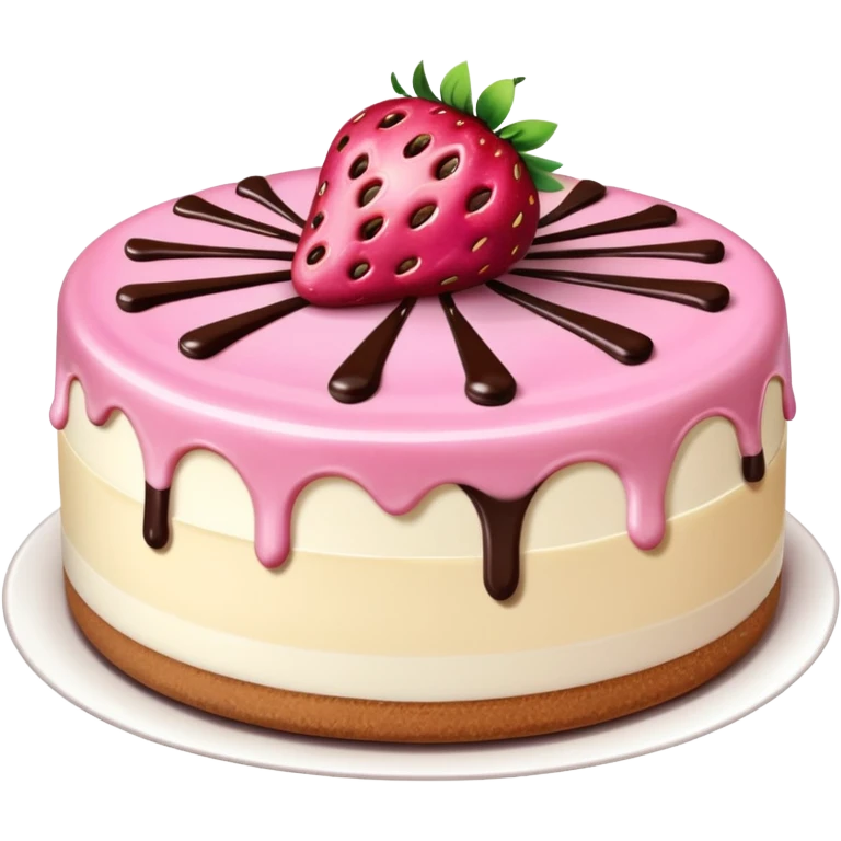Pink Strawberry Cheesecake With Chocolate Syrup  emoji
