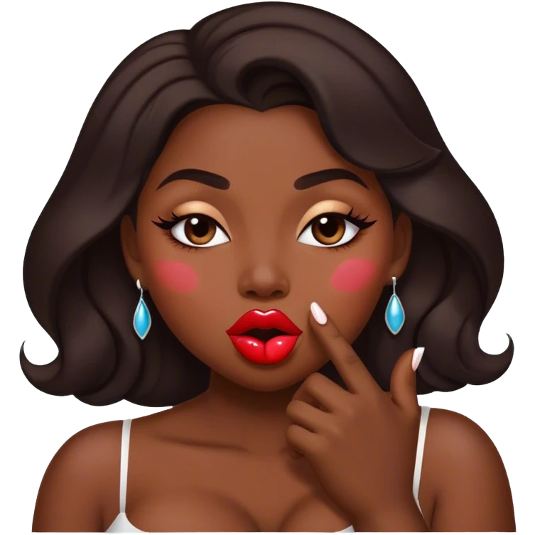 A voluptous woman with big lips throwing a kiss  emoji