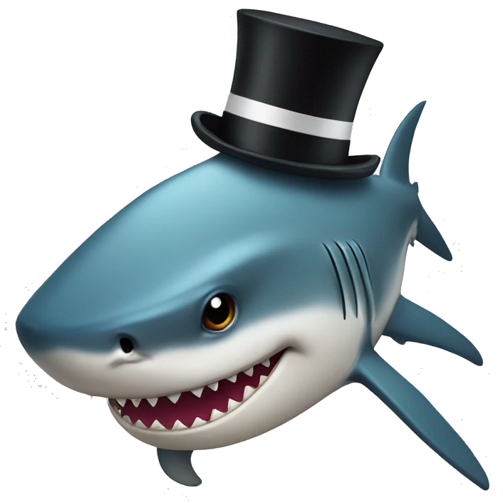 Shark with a top hat emoji