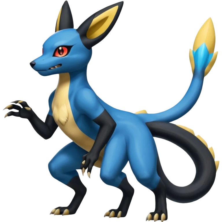 Umbreon-Lucario-Salandit-Zeraora-fusion, full body emoji