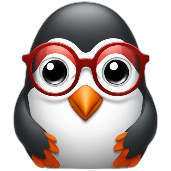 Red penguin with glasses emoji