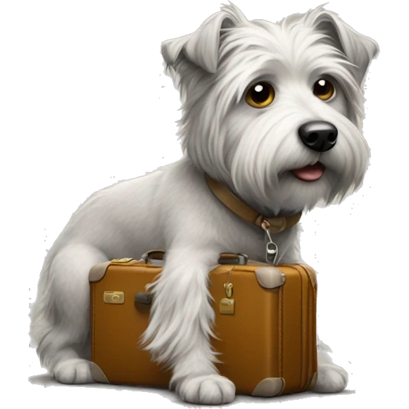 Sketch of Short scruffy dog with suitcase  emoji