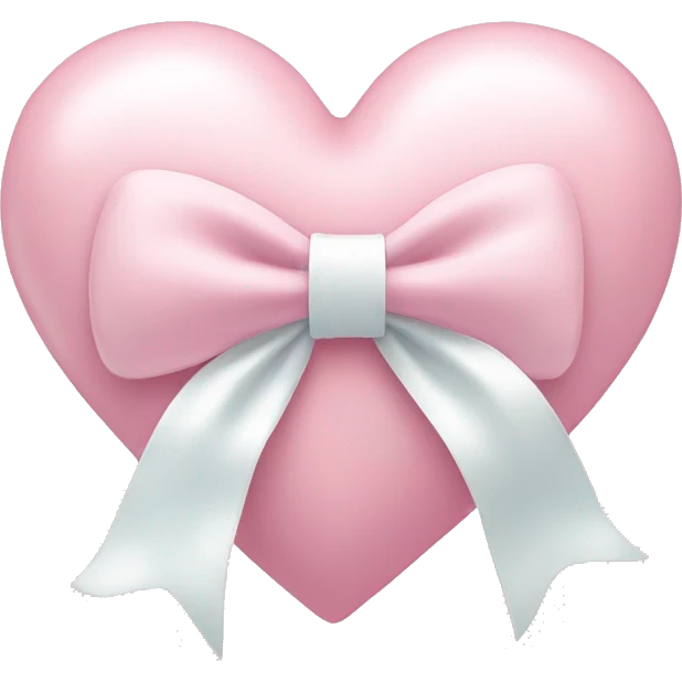 Pastel pink heart with white bow emoji