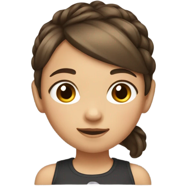 À Little girl with short brown  hair and a small ponytail on the top of the head emoji