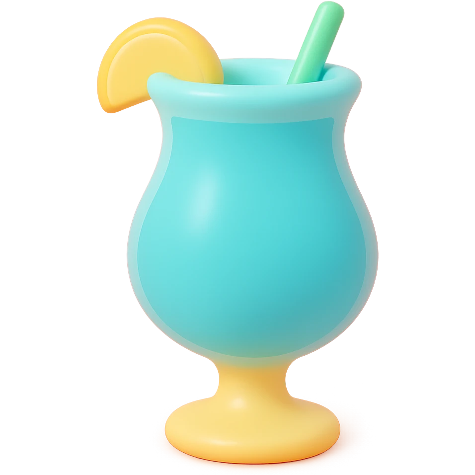 blue curaçao tropical cocktail in a hurricane glass emoji