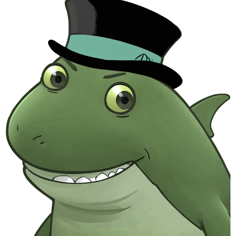 Shark with a top hat emoji