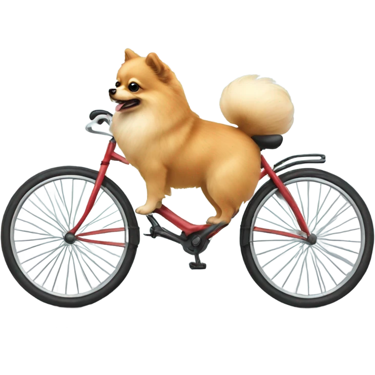 Pomeranian riding a bicycle emoji