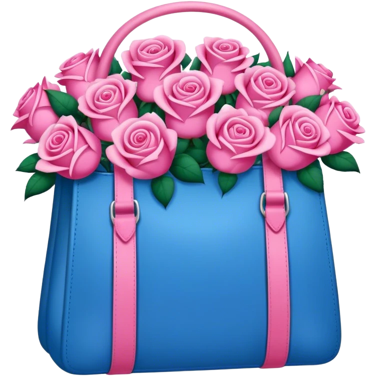 A blue bag full of rose that's colored pink emoji