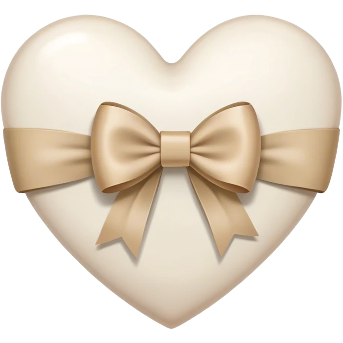 white heart with beige bow emoji