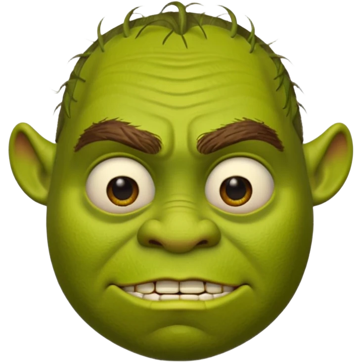 Create a Shrek emoji for a teams chat but make it more original style to the movie- make it as realistic as possible emoji