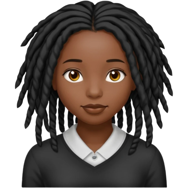 a pretty black girl with black shoulder lengh locs emoji
