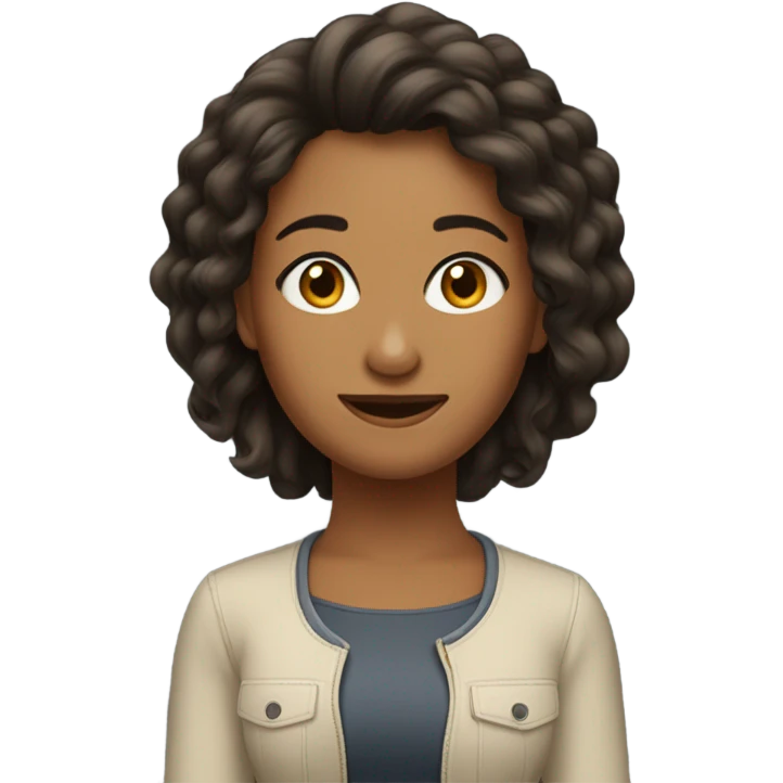 Mulher de cabelo longo preto e cacheado, de pele morena  emoji