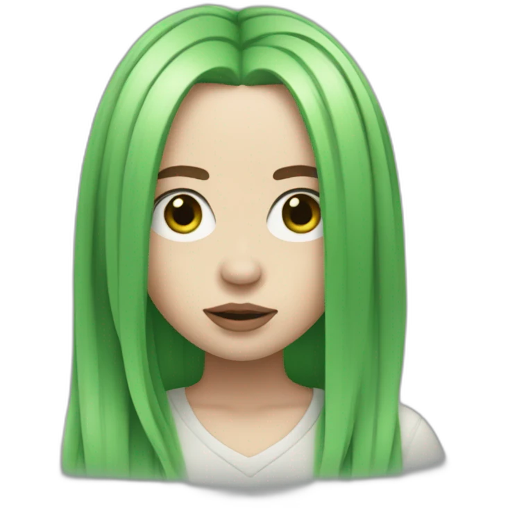 Billie eilish with green hairs emoji