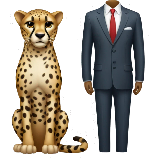 A cheetah in a classic suit emoji